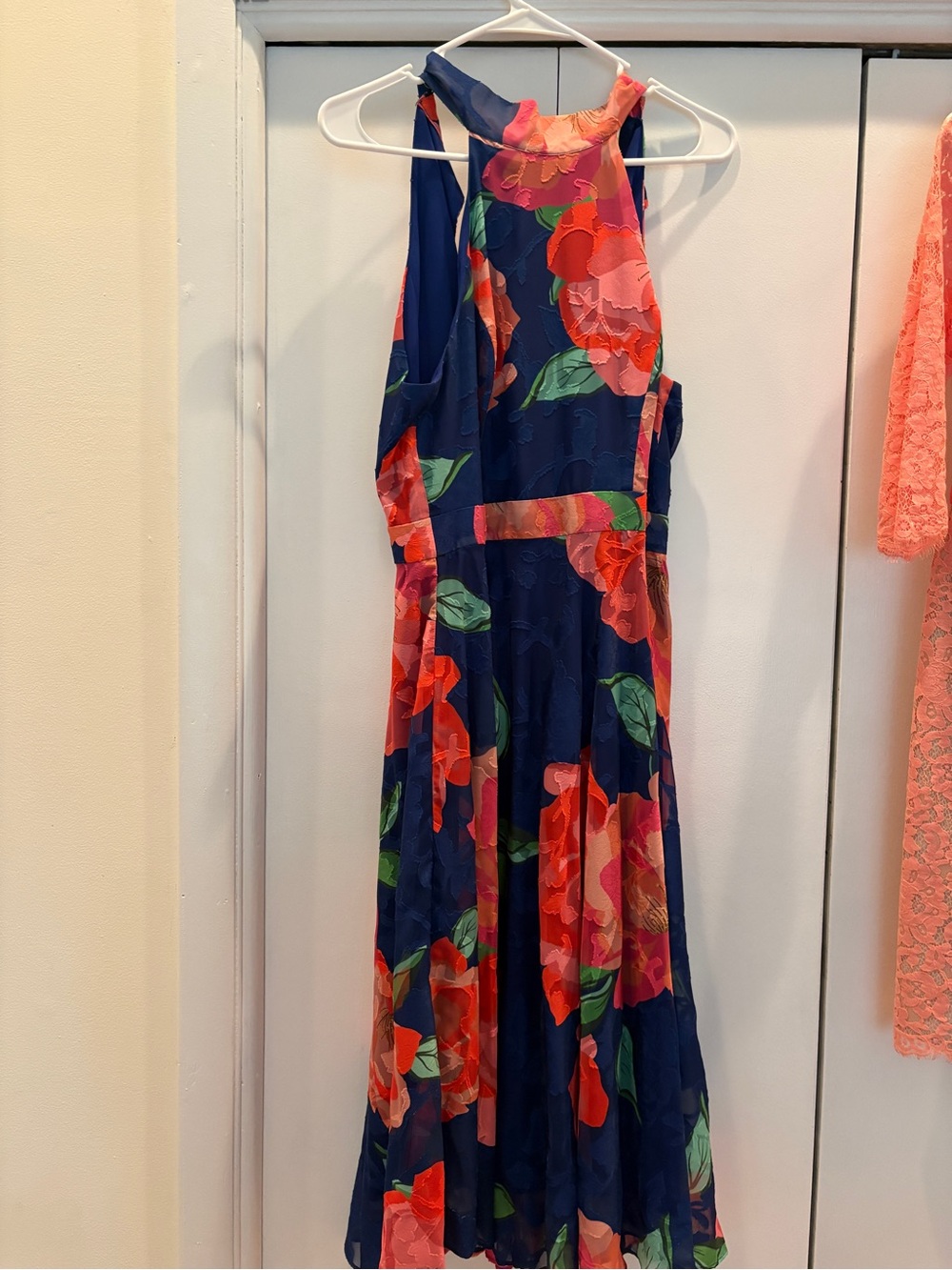 Laundry By Shelli Segal Navy Maxi Dress with Pink & Red Floral Print
